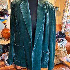 Emerald Green Velvet Blazer